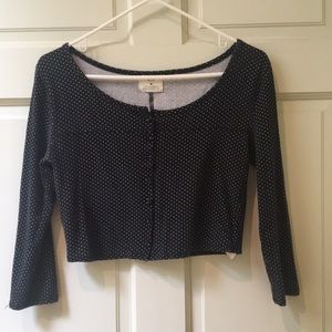 Polka dot cropped scoop neck top